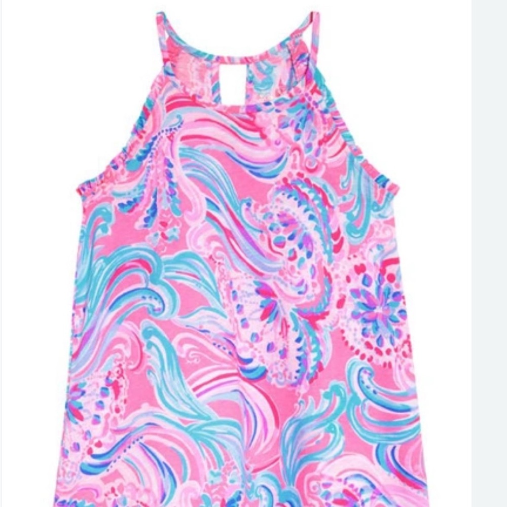 Lilly Pulitzer Girls Pink and Blue Patterned Dress